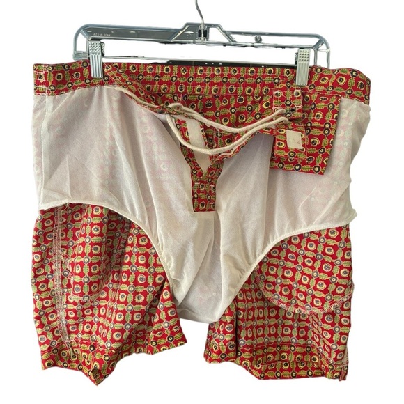 Polo by Ralph Lauren Vintage Board Shorts Blue Tab Silver Geometric Size L - Picture 5 of 12